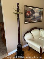 MaxSold Auction: Vintage Italian Mahogany Finish Hall Tree / Coat Rack with Ornate Brass Hooks - Hamilton (Ontario, Canada) PARTNER MANAGED Estate Sale Online Auction - Scenic Drive