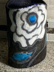 MaxSold Auction: Glazed Ceramic Vase, Black/White/Blue Turquoise – Signed B. Turnbull - Toronto (Ontario, Canada) SELLER MANAGED Downsizing Online Auction - O'connor Drive (CONDO)