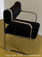 MaxSold Auction: MCM Black Velvet Accent Armchair In the style of Gastone with Chrome Frame - Toronto (Ontario, Canada) SELLER MANAGED Downsizing Online Auction - O'connor Drive (CONDO)