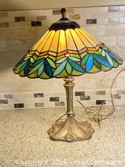 MaxSold Auction: Tiffany-Style Stained Glass Table/Desk Lamp with Metal Base - Toronto (Ontario, Canada) SELLER MANAGED Downsizing Online Auction - O'connor Drive (CONDO)