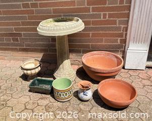 MaxSold Auction: Concrete Birdbath & Assorted Flower Pots - Oakville (Ontario, Canada) PARTNER MANAGED Estate Sale Online Auction - Elmhurst Avenue