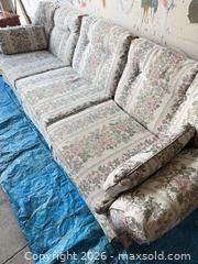 MaxSold Auction: Traditional Floral Fabric Sofa and Armchair Set - London (Ontario, Canada) PARTNER MANAGED Downsizing Online Auction - Reeves Avenue