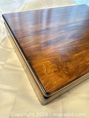 MaxSold Auction: Wood Silverware Box with Green Felt Lining and Brass Hinges - London (Ontario, Canada) PARTNER MANAGED Downsizing Online Auction - Reeves Avenue