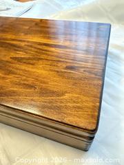 MaxSold Auction: Wood Silverware Box with Green Felt Lining and Brass Hinges - London (Ontario, Canada) PARTNER MANAGED Downsizing Online Auction - Reeves Avenue