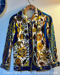 MaxSold Auction: Incredible 1960s Emilio PUCCI Ivory, Yellow, Tan & Deep Blue Print Cotton Velvet Jacket - Hamilton (Ontario, Canada) SELLER MANAGED Estate Sale Online Auction - Gertrude Street