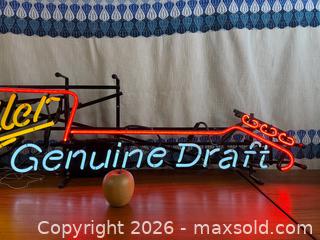 MaxSold Auction: Original MILLER Genuine Draft - Guitar Shaped Neon Sign - 1970s - Hamilton (Ontario, Canada) SELLER MANAGED Estate Sale Online Auction - Gertrude Street