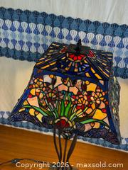 MaxSold Auction: Tiffany Style Stained Slag Glass Jeweled Floral Table Lamp - Art Nouveau - Hamilton (Ontario, Canada) SELLER MANAGED Estate Sale Online Auction - Gertrude Street