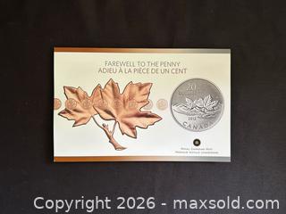 MaxSold Auction: 2012 Royal Canadian Mint $20 Fine Silver Coin – Farewell to the Penny - London (Ontario, Canada) PARTNER MANAGED Downsizing Online Auction - Trillium Crescent