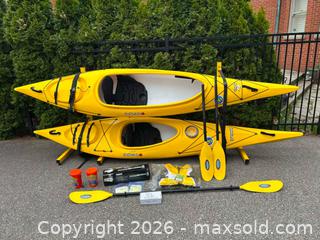 MaxSold Auction: ClearWater Iqaluit Yellow Kayak with Paddle, Safety Kit & Original Documents - London (Ontario, Canada) PARTNER MANAGED Downsizing Online Auction - Trillium Crescent