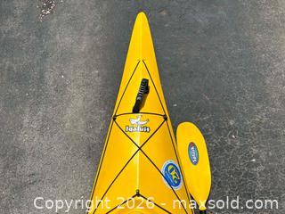 MaxSold Auction: ClearWater Iqaluit Yellow Kayak with Paddle, Safety Kit & Original Documents - London (Ontario, Canada) PARTNER MANAGED Downsizing Online Auction - Trillium Crescent