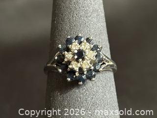 MaxSold Auction: Vintage 10KP White Gold Diamond & Blue Stone Cluster Ring  - London (Ontario, Canada) PARTNER MANAGED Downsizing Online Auction - Trillium Crescent