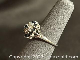 MaxSold Auction: Vintage 10KP White Gold Diamond & Blue Stone Cluster Ring  - London (Ontario, Canada) PARTNER MANAGED Downsizing Online Auction - Trillium Crescent