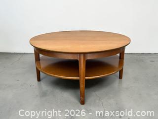 MaxSold Auction: Vintage Gibbard Craftsmen Round Coffee Table with Glass Top  - London (Ontario, Canada) PARTNER MANAGED Downsizing Online Auction - Trillium Crescent