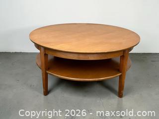 MaxSold Auction: Vintage Gibbard Craftsmen Round Coffee Table with Glass Top  - London (Ontario, Canada) PARTNER MANAGED Downsizing Online Auction - Trillium Crescent