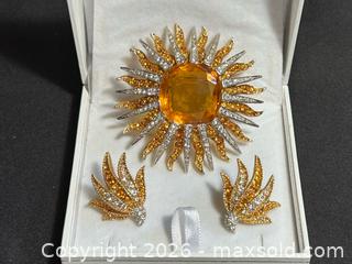 MaxSold Auction: Vintage Marcel Boucher Sunburst Citrine Rhinestone Demi-Parure - London (Ontario, Canada) PARTNER MANAGED Downsizing Online Auction - Trillium Crescent