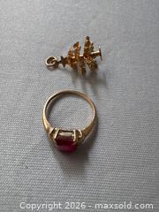 MaxSold Auction: 10K Gold Christmas Tree Pendant and Ring with Red Stone - Hamilton (Ontario, Canada) SELLER MANAGED Downsizing Online Auction -  Sherman Avenue South