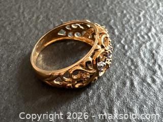 MaxSold Auction: 14K Gold Ring with Blue and Clear Gemstones in Filigree Design - Hamilton (Ontario, Canada) SELLER MANAGED Downsizing Online Auction -  Sherman Avenue South