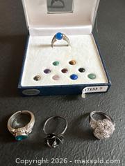 MaxSold Auction: 4 Sterling Silver Rings with Gemstones and Interchangeable Inserts - Hamilton (Ontario, Canada) SELLER MANAGED Downsizing Online Auction -  Sherman Avenue South