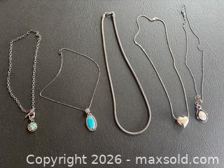 MaxSold Auction: Five Sterling Silver Necklaces with Pendants - Hamilton (Ontario, Canada) SELLER MANAGED Downsizing Online Auction -  Sherman Avenue South