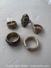 MaxSold Auction: Five Sterling Silver Rings With Various Designs - Hamilton (Ontario, Canada) SELLER MANAGED Downsizing Online Auction -  Sherman Avenue South