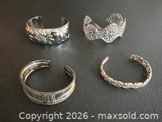 MaxSold Auction: Four Sterling Silver Cuff Bracelets - Hamilton (Ontario, Canada) SELLER MANAGED Downsizing Online Auction -  Sherman Avenue South