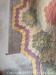 MaxSold Auction: Handmade Pastel Patchwork Quilt with Floral Patterns - Hamilton (Ontario, Canada) SELLER MANAGED Downsizing Online Auction -  Sherman Avenue South