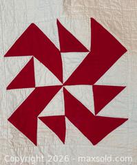 MaxSold Auction: Handmade Red and White Geometric Patterned Quilt - Hamilton (Ontario, Canada) SELLER MANAGED Downsizing Online Auction -  Sherman Avenue South