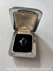 MaxSold Auction:  Vintage 14K Gold Ring with Marquise Blue Stone in Original Box - Hamilton (Ontario, Canada) SELLER MANAGED Downsizing Online Auction -  Sherman Avenue South