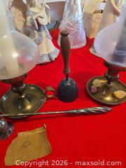 MaxSold Auction: Brass & Glass Candle Holders, Bell, Snuffer, Poker - 6-8 pcs - Calgary (Alberta, Canada) PARTNER MANAGED Downsizing Online Auction - Cedar Crescent Southwest (CONDO)