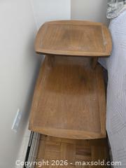 MaxSold Auction: Mid-Century Modern Solid Wood End Table with Two-Tier Open Shelf - Calgary (Alberta, Canada) PARTNER MANAGED Downsizing Online Auction - Cedar Crescent Southwest (CONDO)