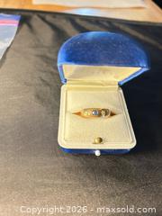 MaxSold Auction: 10K Yellow Gold Three-Stone Ring with Blue Sapphire & Diamonds - Kawartha Lakes (Ontario, Canada) PARTNER MANAGED Downsizing Online Auction - Sugarbush Trail