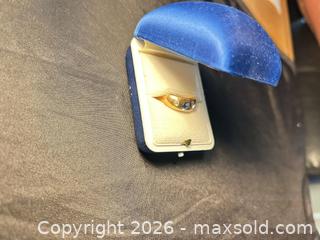 MaxSold Auction: 10K Yellow Gold Three-Stone Ring with Blue Sapphire & Diamonds - Kawartha Lakes (Ontario, Canada) PARTNER MANAGED Downsizing Online Auction - Sugarbush Trail
