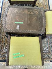 MaxSold Auction: 6-Piece Dark Brown Wicker Outdoor Patio Set with Glass Top - Kawartha Lakes (Ontario, Canada) PARTNER MANAGED Downsizing Online Auction - Sugarbush Trail
