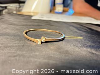 MaxSold Auction: Gold Hinged Bangle Bracelet with Diamond Accent - Kawartha Lakes (Ontario, Canada) PARTNER MANAGED Downsizing Online Auction - Sugarbush Trail