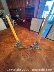 MaxSold Auction: Lot of 5 Brass Figural Dragon/Griffin Candlesticks - Kawartha Lakes (Ontario, Canada) PARTNER MANAGED Downsizing Online Auction - Sugarbush Trail