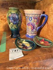 MaxSold Auction: Moorcroft Floral Pottery Lot of 3: Vase, Ashtray, Trinket Dish, with a Crown Ducal Pitcher - Kawartha Lakes (Ontario, Canada) PARTNER MANAGED Downsizing Online Auction - Sugarbush Trail