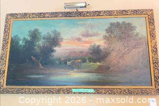 MaxSold Auction: Oil on Canvas Landscape with Cattle in Ornate Gilt Frame, Camille Jean-Bapiste Corto, Pastoral Scene - Kawartha Lakes (Ontario, Canada) PARTNER MANAGED Downsizing Online Auction - Sugarbush Trail