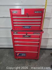 MaxSold Auction: Mastercraft Red and Chrome Tool Chest Combo (Top + Bottom) - Quinte West (Ontario, Canada) SELLER MANAGED Estate Sale Online Auction - Foxboro Stirling Road