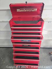 MaxSold Auction: Mastercraft Red and Chrome Tool Chest Combo (Top + Bottom) - Quinte West (Ontario, Canada) SELLER MANAGED Estate Sale Online Auction - Foxboro Stirling Road