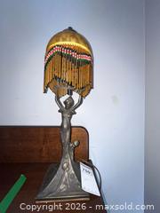 MaxSold Auction: Art Nouveau Metal Table Lamp with Beaded Fringe Shade A - Ottawa (Ontario, Canada) Moving Online Auction - Waverley Street