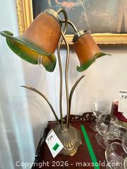 MaxSold Auction: Art Nouveau / Victorian Brass Table Lamp with Amber Glass Shades B - Ottawa (Ontario, Canada) Moving Online Auction - Waverley Street