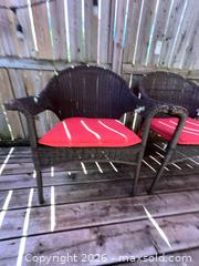 MaxSold Auction: Pair of Wicker Rattan Outdoor Chairs with Red Cushions B - Ottawa (Ontario, Canada) Moving Online Auction - Waverley Street
