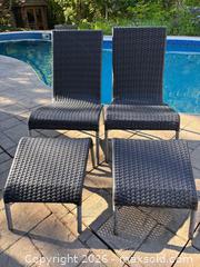 MaxSold Auction: 4pc Outdoor Resin Wicker Patio Lounge Chairs & Ottomans Set - Backyard Furniture - Oakville (Ontario, Canada) SELLER MANAGED Downsizing Online Auction - Willowridge Court