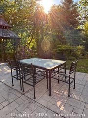 MaxSold Auction: Brian Gluckstein Home 7-Piece Outdoor Patio Dining Set - Table & 6 Chairs - Oakville (Ontario, Canada) SELLER MANAGED Downsizing Online Auction - Willowridge Court