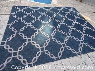MaxSold Auction: Large Outdoor/Indoor Area Rug Blue Geometric Patio Deck Carpet Floor Mat 7 ft. 10 in. x 10 ft - Oakville (Ontario, Canada) SELLER MANAGED Downsizing Online Auction - Willowridge Court