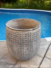 MaxSold Auction: Textured Grey Stone Pattern Concrete Planter Pot Large Garden Patio Flower Urn - Oakville (Ontario, Canada) SELLER MANAGED Downsizing Online Auction - Willowridge Court