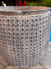 MaxSold Auction: Textured Grey Stone Pattern Concrete Planter Pot Large Garden Patio Flower Urn - Oakville (Ontario, Canada) SELLER MANAGED Downsizing Online Auction - Willowridge Court