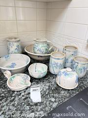 MaxSold Auction: Hand-Painted Floral Stoneware Set - Oak Bay (British Columbia, Canada) PARTNER MANAGED Moving Online Auction - Byng Street