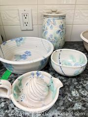 MaxSold Auction: Hand-Painted Floral Stoneware Set - Oak Bay (British Columbia, Canada) PARTNER MANAGED Moving Online Auction - Byng Street
