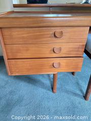 MaxSold Auction: Mid-Century Vanity Dressing Table with Mirror & Stool - Oak Bay (British Columbia, Canada) PARTNER MANAGED Moving Online Auction - Byng Street